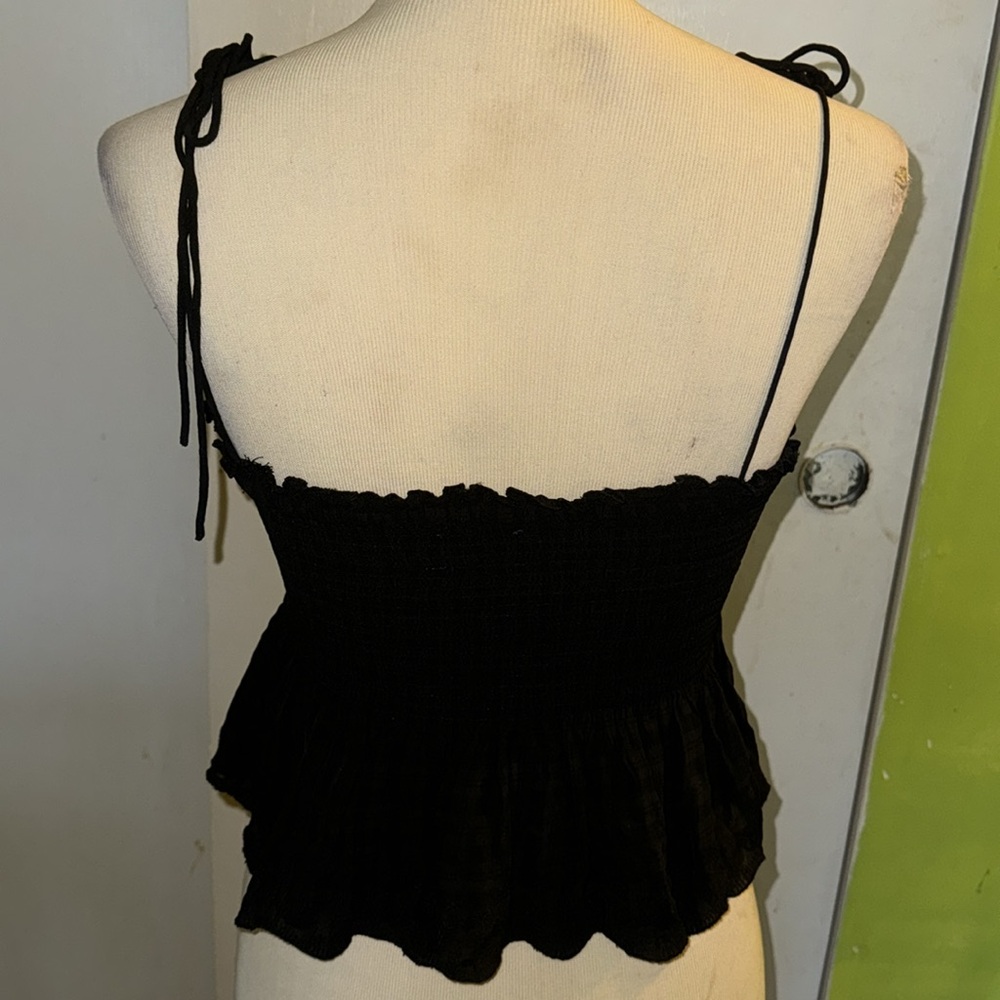Wilfred Small viscose black tube top adjustable straps ruffled bottom - Picture 3 of 9